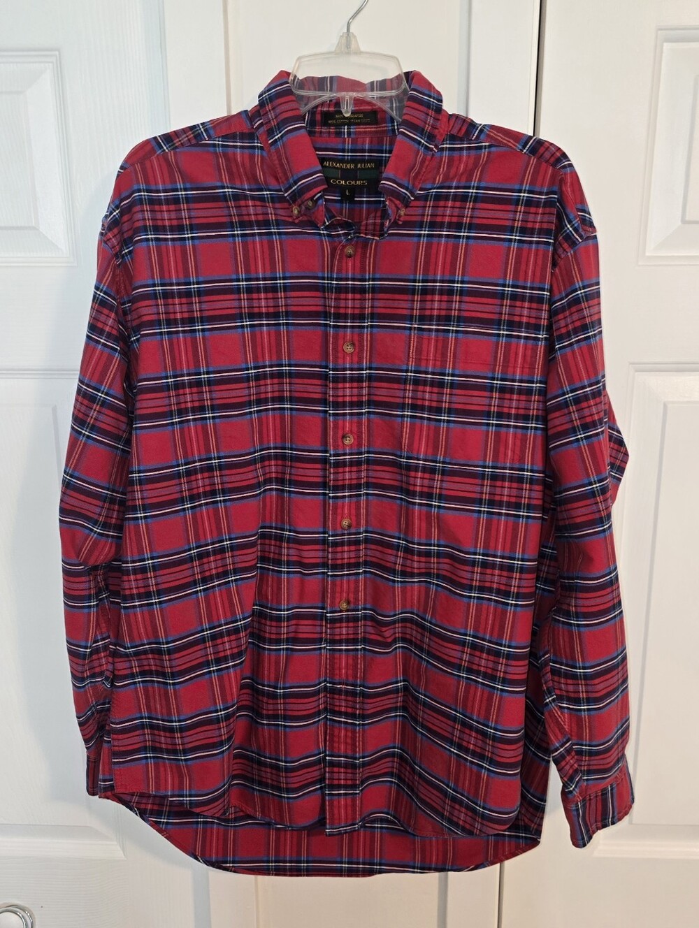 Alexander Julian Red, Blue & White Plaid Button-Down Shirt
